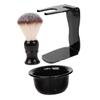 Baluue 1 Set Beard Set Razors for Men Mustache Grooming Kit Razor Holder Beard Brush Bowl Shaving Brush and Bowl Shaving Brush Razor Stand Razor Brush Stand Black Nylon view 1