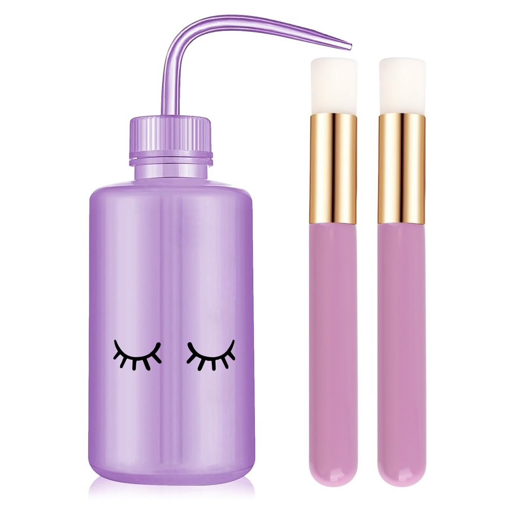 3 PCS Lash Shampoo Brush Sets with 1pcs 250 ML Plastic Satety Lash Tatoo Wash Bottles 2PCS Nose Blackhead Facial Cleaning Brush for Eyelash Extension Supplies (#style 1)