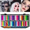 Rainbow Face Paint Kit Split Cake Face Paint Set with Brushes Professional For Adults Water Activated Body Paint Palette Halloween, Carnival & Easter Makeup Washable Face Paint view 2