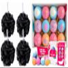 Bath Loofah Sponge Pack of 4 (Black) - 75g + 12pcs Bath Bombs Gift Set - Organic Bath Bombs for Women & Mother's Day Gift view 1