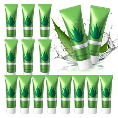 XMXueMei 16PCS Travel Size Aloe Vera Gel,Organic Aloe Vera Gel for Face & Body,Hydrating After Sun Care Lotion,Moisturizing After Sun Care Lotion Set for All Skin Type, 1.05 Oz