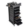 7-Tier Salon Rolling Cart with Locking Drawers - Professional Hair Stylist & Barber Station Organizer with 4 Universal Wheels, Tool Holders & Storage Cabinet for Beauty Salon Supplies (Black) view 1