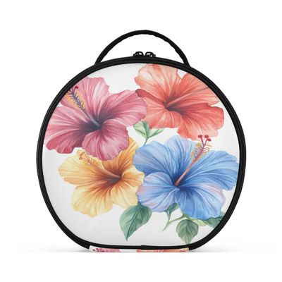 Takiito Watercolor Tropical Flower Travel Makeup Case Portable Makeup Box Artist Cosmetic Case Organizer With Adjustable Dividers