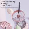 Electric Makeup Brush Cleaner Machine, Automatic USB Cosmetic Brushes Cleaner Tool Makeup Brush Cleaner for Makeup Sponges and Brushes, Washing and Drying Holder Combined(Pink) view 2