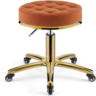 GAZOGJ Height Adjustable Swivel Stool with Wheels - Heavy Duty Hydraulic Metal Stool for Kitchen, Salon, Massage, Clinic, Bar, Office - Gold Chair Rod Included,E-One Size