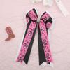 10pcs Cowgirl Hair Bow with Glitter Boot Charm, Pink and Brown Ribbon, Western Style riding hair bows cow long streamer hair clips (06) view 2