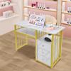 GDNTMU Manicure Table Nail Station Nail Tech Desk with 3 Drawers, White & Gold Manicure Table for Nail Tech, Sturdy Wood & Steel Frame Nail Desk for Salon & Home view 2