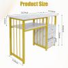 GDNTMU Manicure Table Nail Station Nail Tech Desk with 3 Drawers, White & Gold Manicure Table for Nail Tech, Sturdy Wood & Steel Frame Nail Desk for Salon & Home view 3