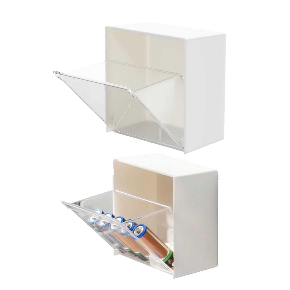 2Pack Wall Mounted Qtip Holder Canisters for Cotton Swab,Floss,Cotton Ball,Round Pads Wall Organizer Box Jar,Bathroom Vanity Storage Canister Holder