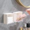 2Pack Wall Mounted Qtip Holder Canisters for Cotton Swab,Floss,Cotton Ball,Round Pads Wall Organizer Box Jar,Bathroom Vanity Storage Canister Holder view 2
