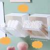 2Pack Wall Mounted Qtip Holder Canisters for Cotton Swab,Floss,Cotton Ball,Round Pads Wall Organizer Box Jar,Bathroom Vanity Storage Canister Holder view 3