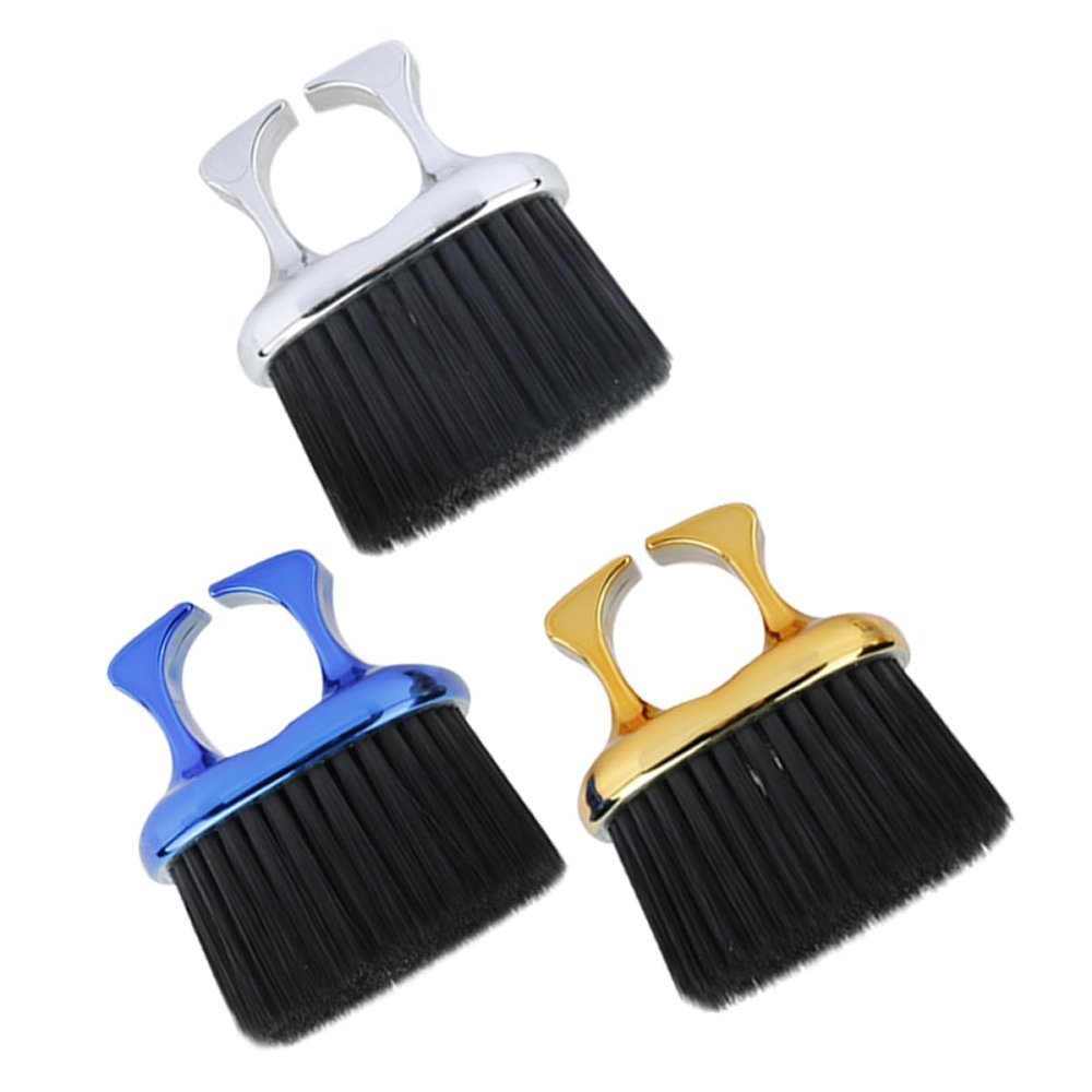Beatifufu 3pcs Men's Beard Brush Set Durable Grooming Tools for Trimming Styling Neck Duster Hair Cleaning Brush Gold Silver Blue Colors