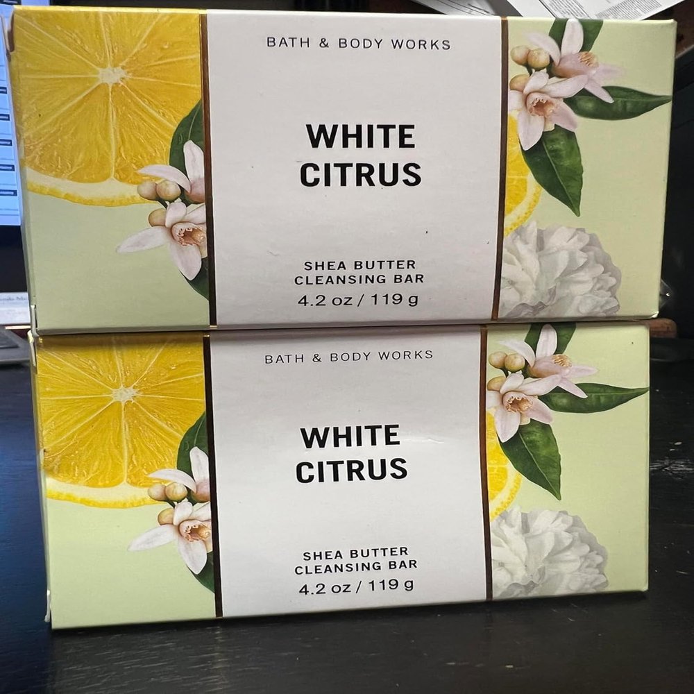 2 White citrus Shea Butter Cleansing Bar Soap Bath & body 5oz
