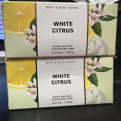 2 White citrus Shea Butter Cleansing Bar Soap Bath & body 5oz