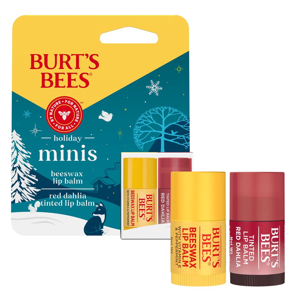 Burts Bees Holiday Minis Lip Balm Gift Set, Natural Origin Lip Care, 2 Tubes, 0.049 oz.