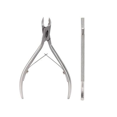 Cricket Logo Pro Acrylic Nipper and Cuticle Pusher Nailcare Set for Professional Trimmer Cuticle Remover, Luxury Fine Sharp Tip, Stainless Steel