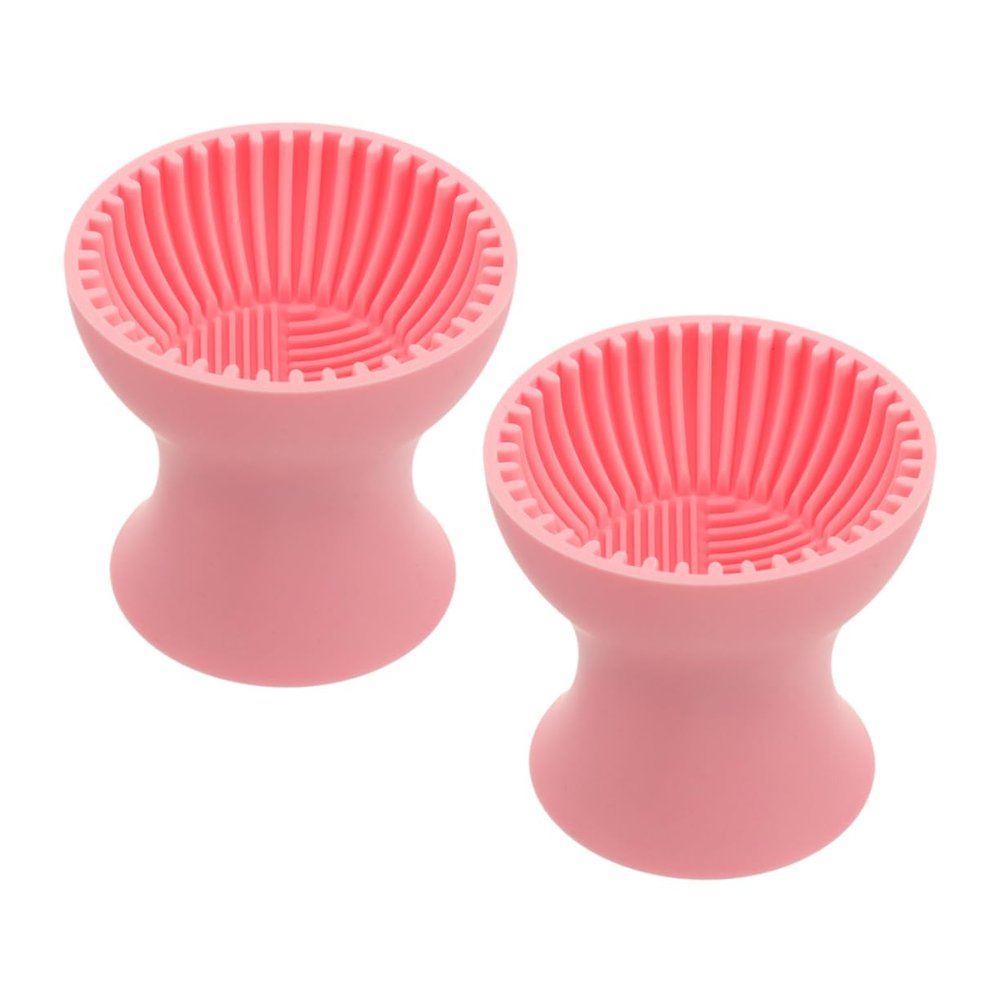 Healeved 2pcs Silicone Makeup Brush Cleaner Bowl Portable Travel for Cosmetics Brush Cleaning