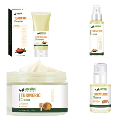 AMVital Turmeric Skincare Bundle  Cleanser, Toner, Cream & Serum for Radiant, Even-Toned Skin