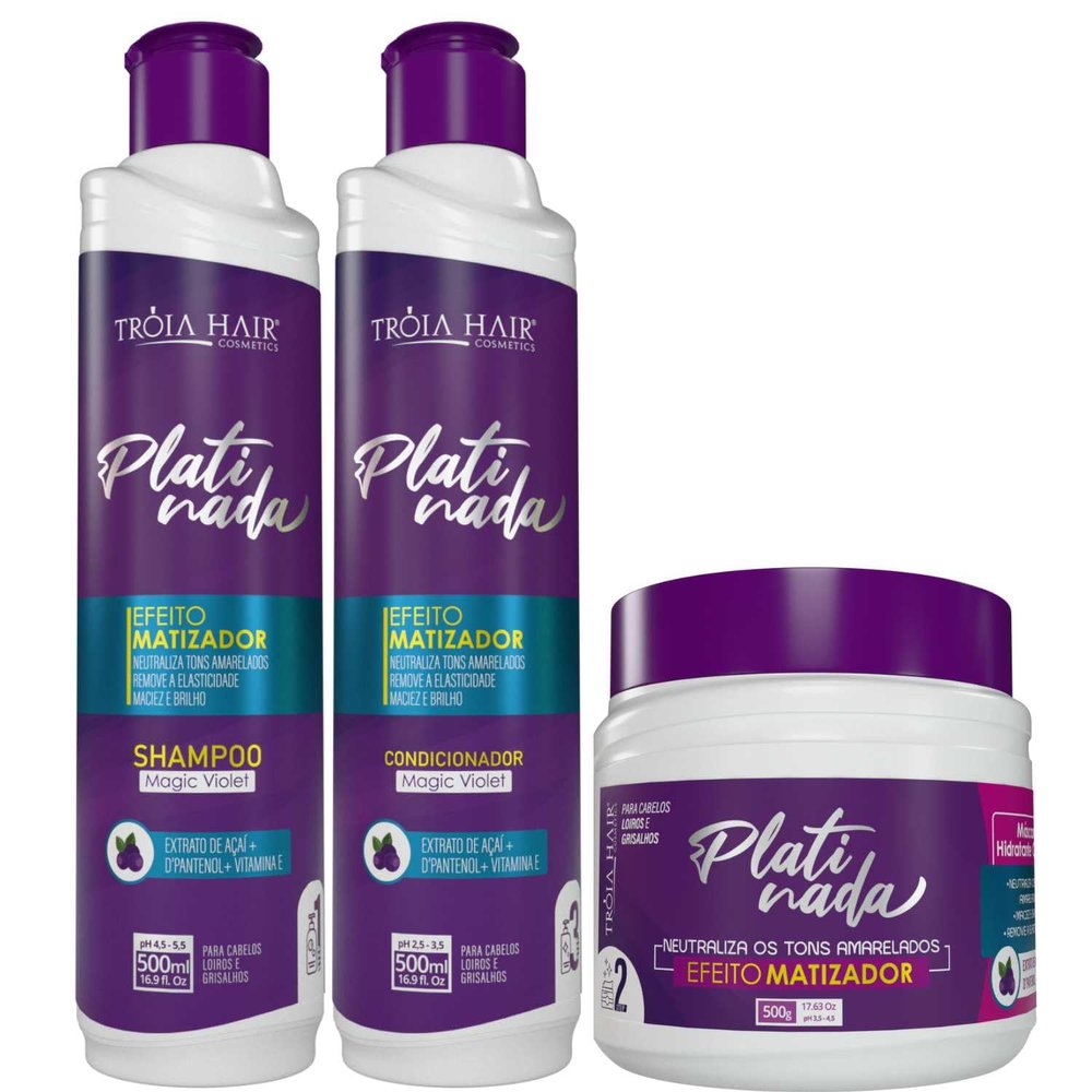 Platinada Kit  Complete Care for Blonde, Highlighted, Gray, and Platinum Hair  Tria Cosmetic 50.72 fl.oz
