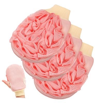 DEARMAMY 3pcs Exfoliating Mitt Double-sided Bath Glove for Deep Skin Cleaning Gentle Body Scrubber for Skin Types for Spa and Shower Use Comfortable Plant Sponge Material