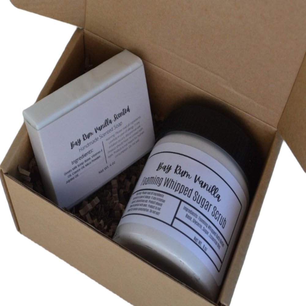 Bath Gift Set, Handmade Soap and Foaming Whipped Sugar Scrub