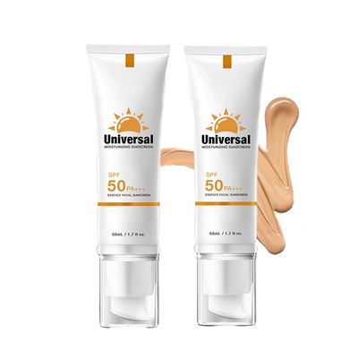 Tinted Sunscreen For Face SPF 50, 2 PCS Universal Protector Solar 50 Moisturizer, Hydrating Sun Essence Face Sunscreen, UV Defense, Travel Size, 50ml