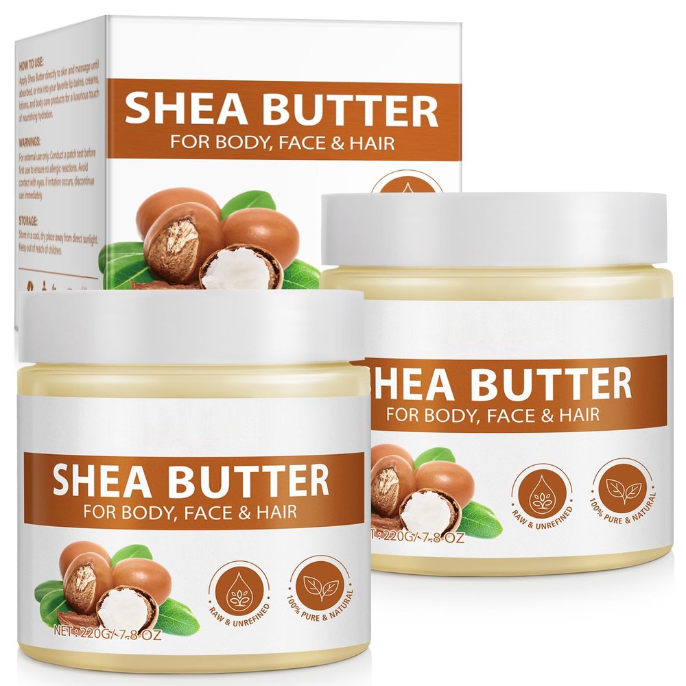 APUUFYQC Shea Butter Raw Organic - 2 Pack, Natural Raw Unrefined Shea Butter Hand Cream, Moisturizing and Locking Water, Keeps Skin Healthy and Vibrant, 15.6 Oz