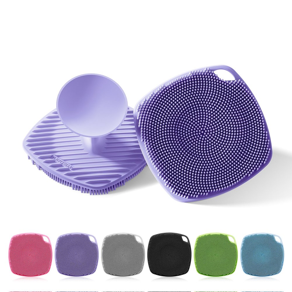 ARIOSOX Silicone Body Scrubber, Gentle Texture Exfoliating Body Scrubber for Men and Women On Sensitive Skin, Soft Scrubber Produces Rich Form and Builds Up Lather, Getting a Deep Skin Clean (Purple)