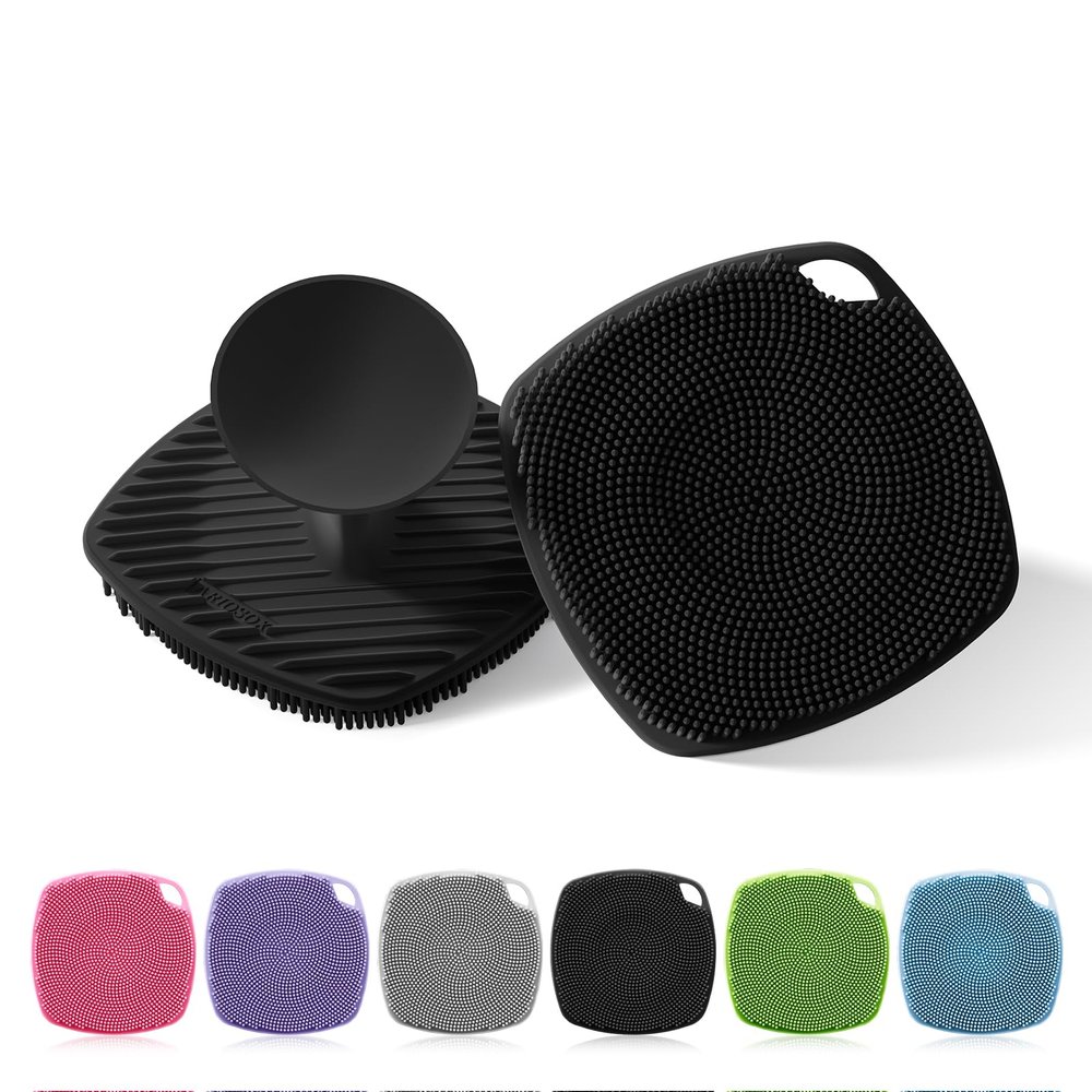 ARIOSOX Silicone Body Scrubber, Gentle Texture Exfoliating Body Scrubber for Men and Women On Sensitive Skin, Soft Scrubber Produces Rich Form and Builds Up Lather, Getting a Deep Skin Clean (Black)