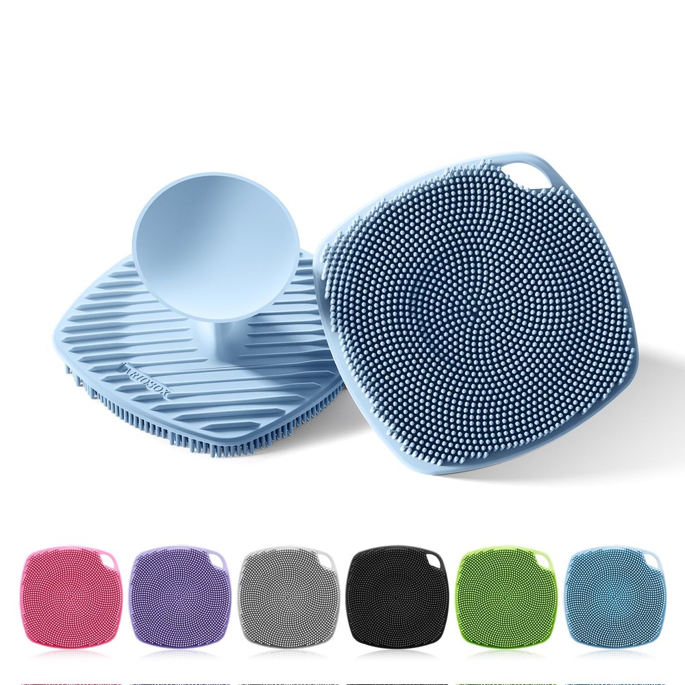 ARIOSOX Silicone Body Scrubber, Gentle Texture Exfoliating Body Scrubber for Men and Women On Sensitive Skin, Soft Scrubber Produces Rich Form and Builds Up Lather, Getting a Deep Skin Clean (Blue)