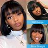 Lusina Bob Wig Human Hair with Bangs Glueless 2x4 HD Lace Colsure Wigs Human, Ready to Go Short Wigs For Women Beginner Friendly (Black, 12 Inch) view 2