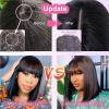 Lusina Bob Wig Human Hair with Bangs Glueless 2x4 HD Lace Colsure Wigs Human, Ready to Go Short Wigs For Women Beginner Friendly (Black, 12 Inch) view 4