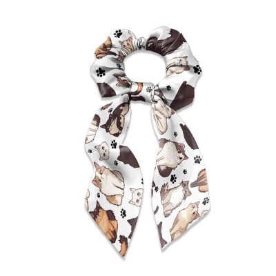 Xernghsao Women's Hair Fashion Accessories Elegant Cat Print Hair Ties Highly Elastic Ponytail Holders Bow Scrunchies Comfortable Waterproof Wear-resistant, Suitable for Matching Dresses
