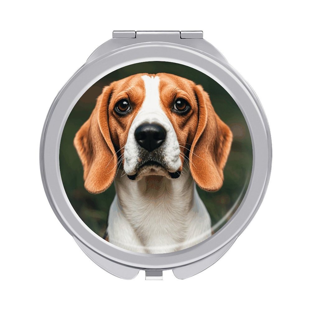 LPSADGF Beagle Dog Portable Compact Mirror, Dual-Sided 1X/2X Magnifying Travel Makeup Mirror for Women Foldable Cosmetic Mirrors with 180 Adjustable Design for Travel & Daily Use