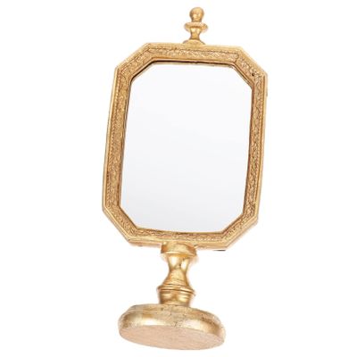MERRYHAPY Vintage Tabletop Makeup Mirror Elegant European Dresser Mirror Wear-Resistant Resin Cosmetic Accessory for Giving Gold Finish