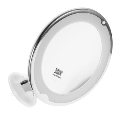 SKISUNO 360degree Led Makeup Mirror Suction Cup Rotation Magnification Portable Desktop Cosmetic Mirror for Home Dresser and Bathroom Use