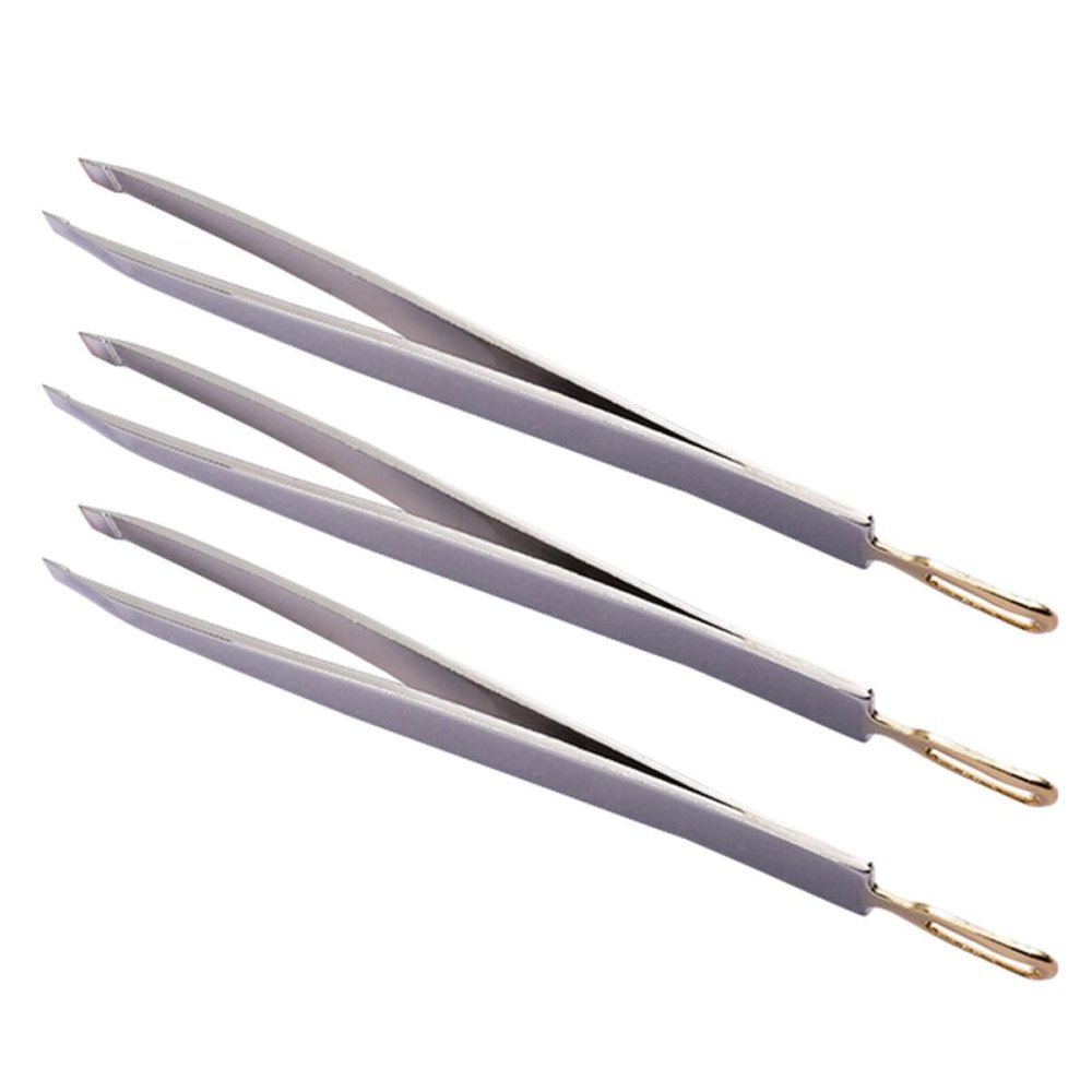 PACKOVE 3pcs Stainless Steel Eyebrow Tweezers Durable Brow Clips for Precision Grooming for Personal and Professional Use Ergonomic Design for Easy Trimming