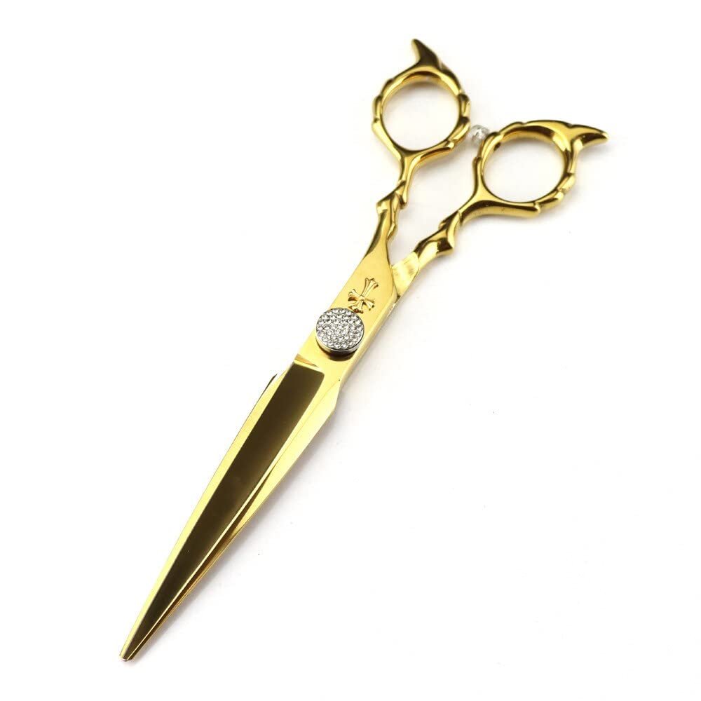 Professional Hair Cutting Shears, 6.8inch Professional Japan 440c Steel Gold Scissor Cross Cut Hair Scissors Haircut Barber Hair Cutting Shears Hairdressing Scissors