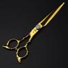 Professional Hair Cutting Shears, 6.8inch Professional Japan 440c Steel Gold Scissor Cross Cut Hair Scissors Haircut Barber Hair Cutting Shears Hairdressing Scissors view 3