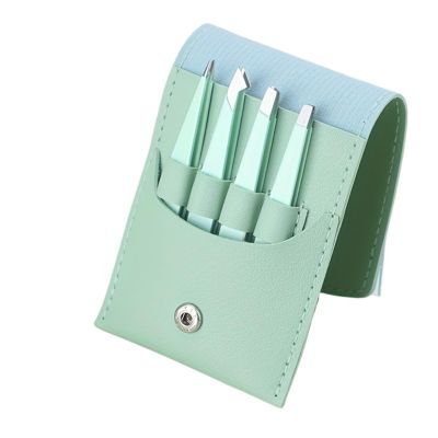 4 Piece Stainless Steel Eyebrow Clippers Set Beauty Tool(Green 4pcs)