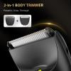 ENSSU 2-in 1 Body Hair Trimmers for Men, Pubic Groin Hair Trimmer for Men with Dual-Head Trimmer & Foil Blade, Electric Ball Trimmer Razors w/Light, Charging Dock, Waterproof Body Groomer Shaver Kit view 3