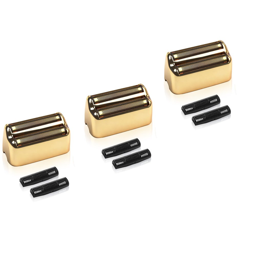 3 Pack Shaver Replacement Foil and Cutters Compatible with BaBylissPRO Double FXFS2 Metal Shaver foil Replacement (Golden 3 Pack)