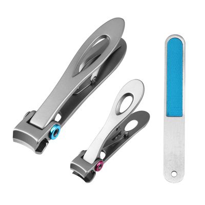 BAZEITFLOW 3pcs Stainless Steel Nail Clippers and Files Set for Easy Grooming Ergonomic Design for Comfortable Use for Thick Nails and Personal Care
