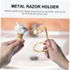 CALLARON Shaving Brush Stand Metal Holder Razor Blade Rack Barber Tool Organizer Brush Holder for Men view 2