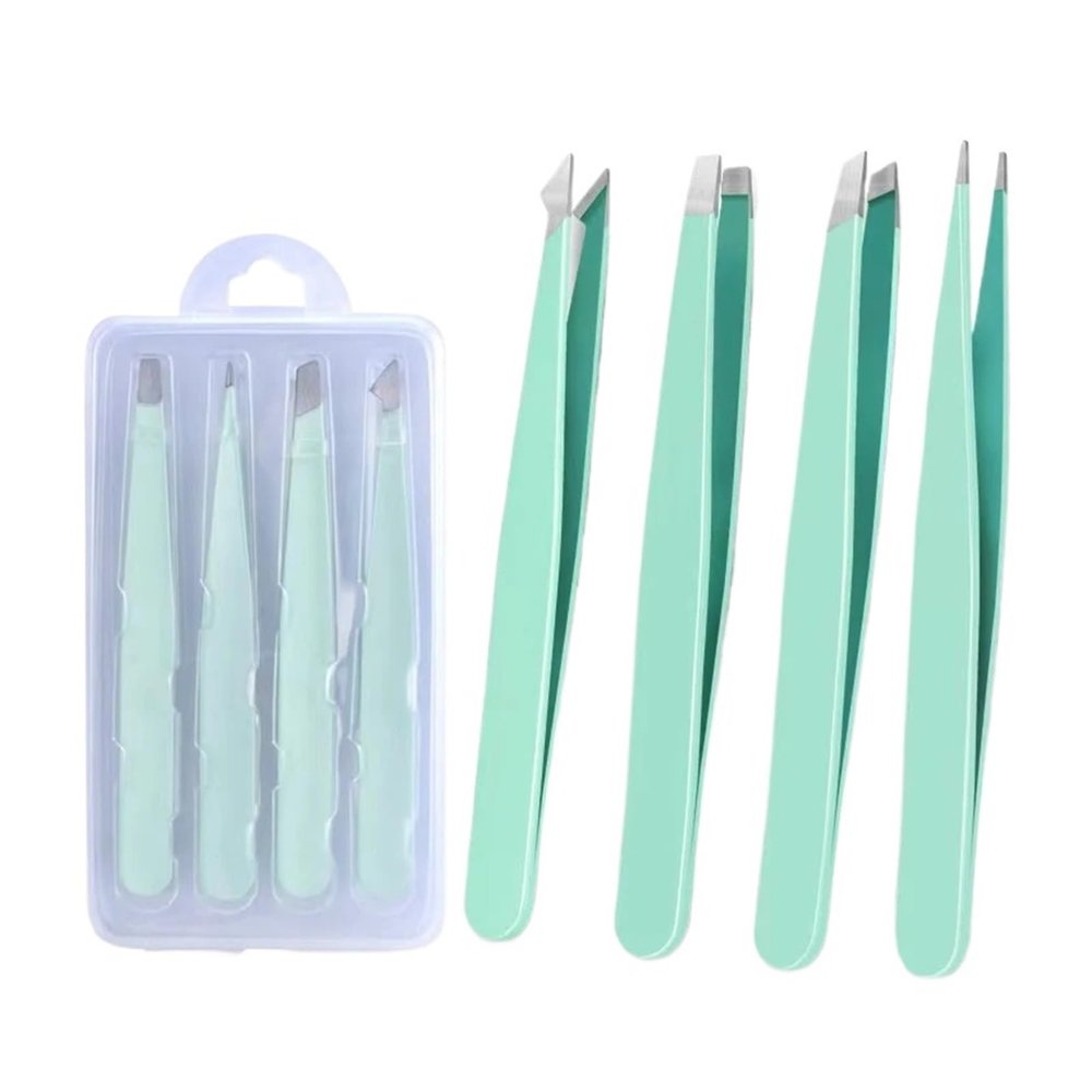 4pcs Eyebrow Tweezers Set(Green 4 PCS)