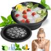 Face Bowl for Ice With Built-in Ice Tray Collapsible Silicone Facial Face Ice Bath Bowl Small Reusable Cold Plunge Basin is Portable,Perfect for Home Use,Camping,Travel Cold Bath Spa Tool & Black view 1