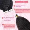 Kinky Straight Tape in Extensions 20Inch Natural Black 40 Pieces 100G Double Sided Tape in Kinky Straight Human Hair Extensions for Women Skin Weft 100% 9A Brazilian Virgin Remy Hair view 4