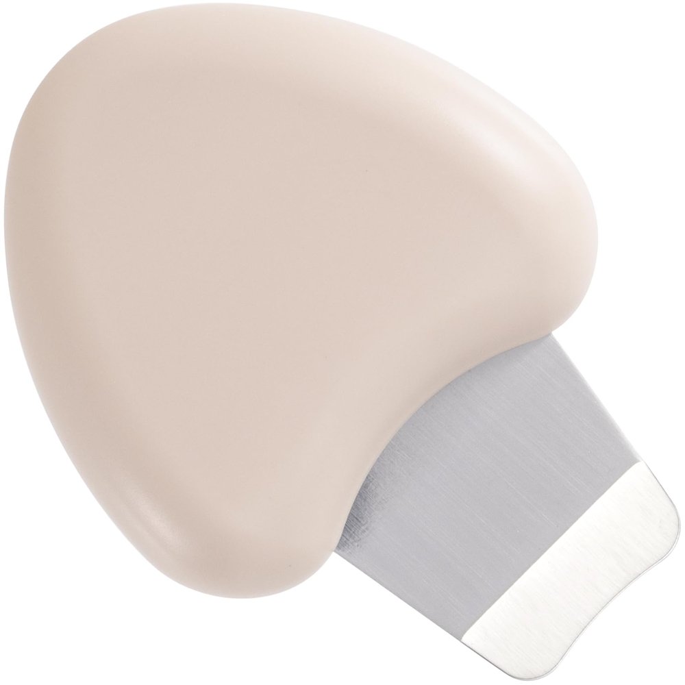 Hzopcw Manual Face Spatula, Metal Facial Scraper with Silicone Lid for Men & Women, Reusable Face Scrubber for Dry Oily Skin- Beige