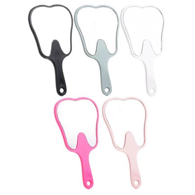 Tooth Mirror 5PCS Tooth Mirror 6.3x3.4'' High Definition Shaped Handheld with Extended Handle Anti-Fall Small Handheld for Makeup