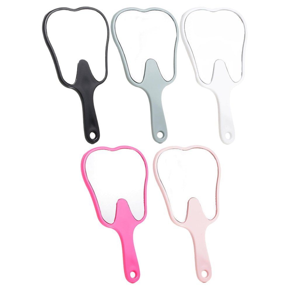 Tooth Mirror 5PCS Tooth Mirror 6.3x3.4'' High Definition Shaped Handheld with Extended Handle Anti-Fall Small Handheld for Makeup